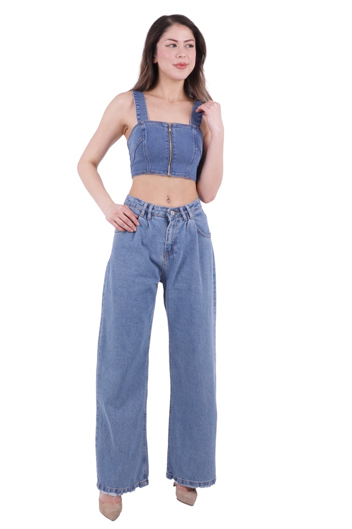 Palazzo Relaxed Jeans with Pleated in Front - 06 - (27-32)