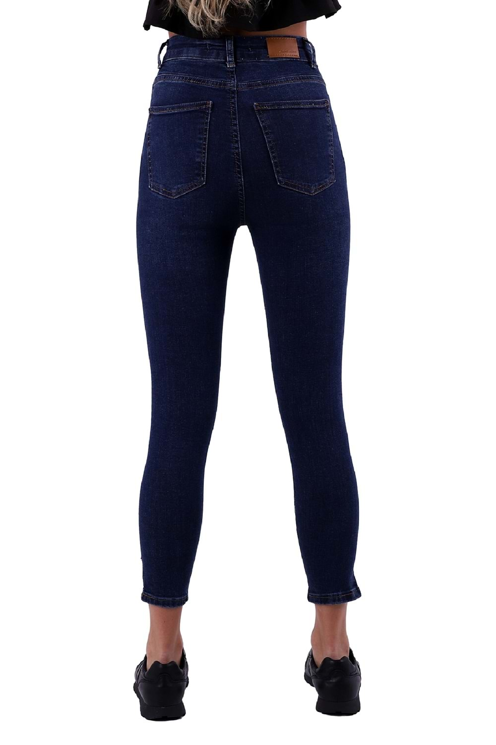 Yanı Yırtmaçlı Skinny Kot Pantolon 1745-01-(26-31) Koyu Mavi Kot