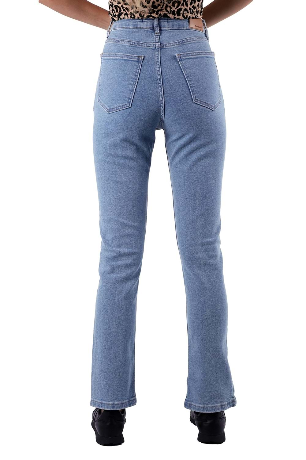 Önü Yırtmaçlı Mom Fit Jean 1747-15-(26-31) Açık Mavi Kot