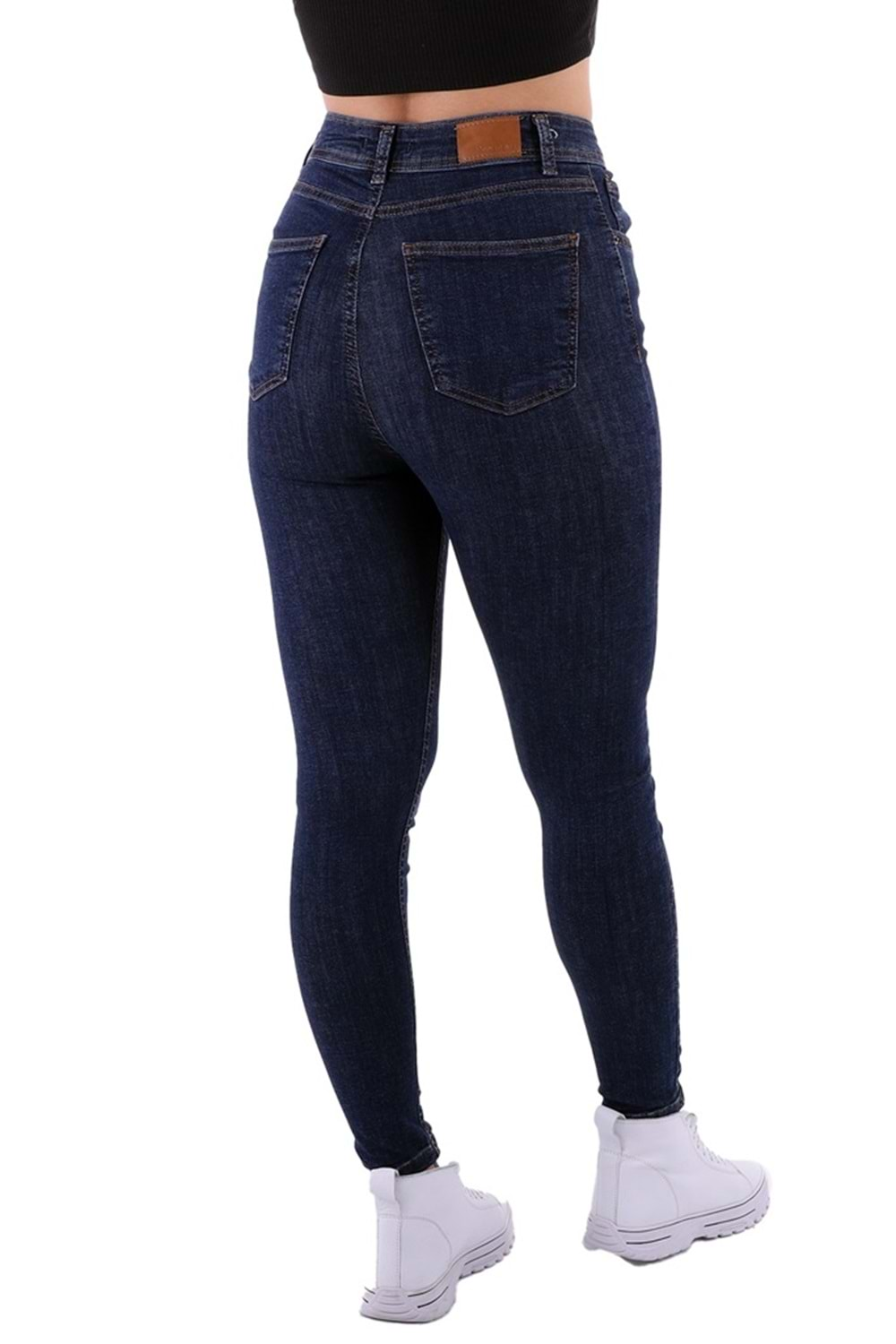 Yüksek Bel Bilek Boy Skinny Kot Pantolon 815-17-(26-31) Slaplı Lacivert