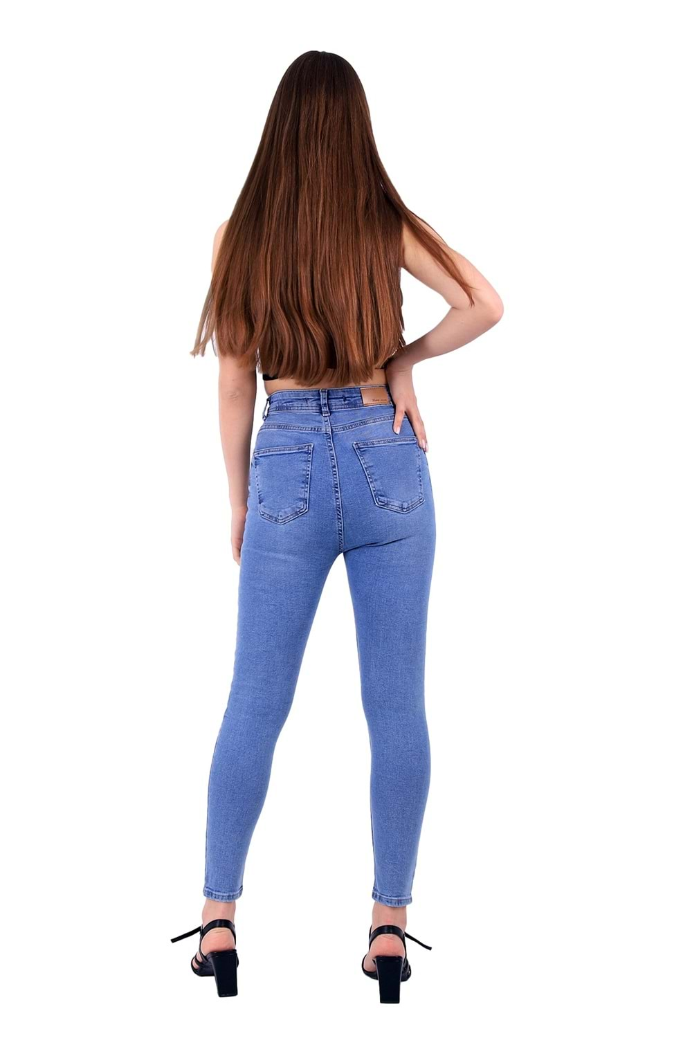 Yüksek Bel Skinny Tam Boy Kot Pantolon 816-15-(26-31) Açık Mavi Kot