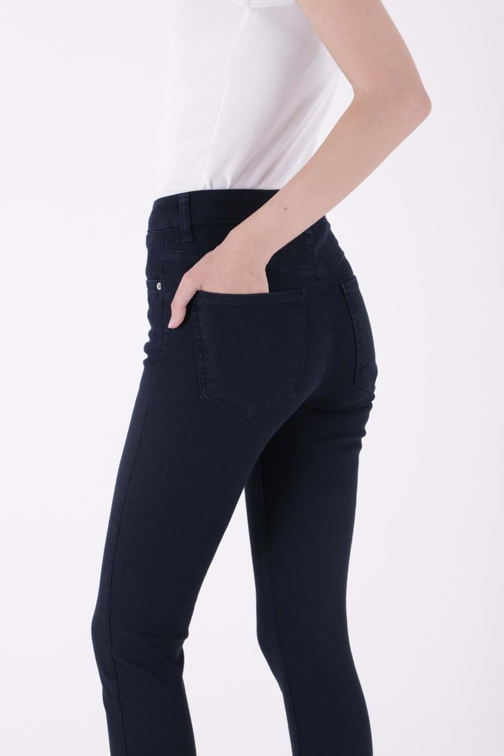 Yüksek Bel Skinny Bilek Boy Kot Pantolon 819-73-(28-33) Lacivert Renk