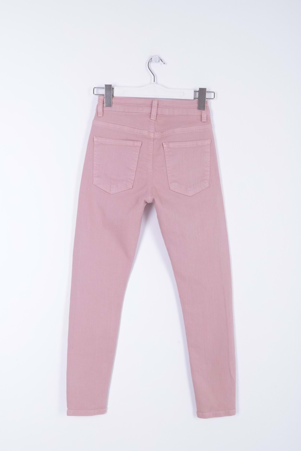 Yüksek Bel Skinny Bilek Boy Kot Pantolon 819-84-(26-31) Pudra Pembe