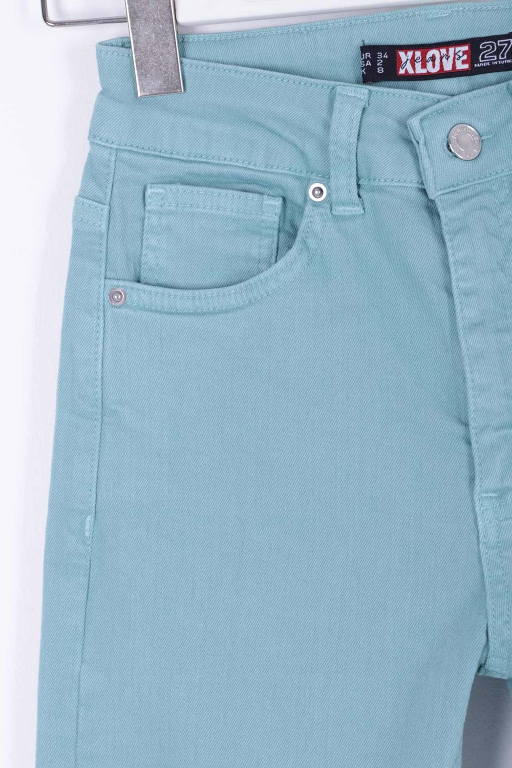 Yüksek Bel Skinny Bilek Boy Kot Pantolon 819-86-(26-31) Aqua Mavi