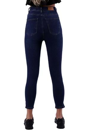 Yanı Yırtmaçlı Skinny Kot Pantolon 1745-01-(26-31) Koyu Mavi Kot