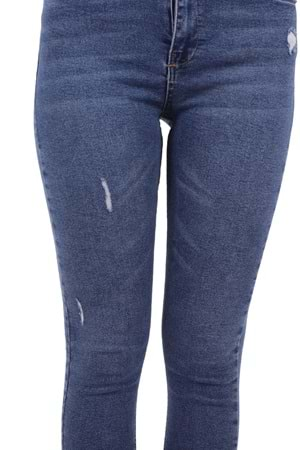 Paçası Lazerli Skinny Pantolon 1784-06-(26-31) Orta Mavi Kot