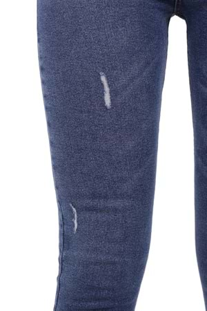 Paçası Lazerli Skinny Pantolon 1784-06-(26-31) Orta Mavi Kot