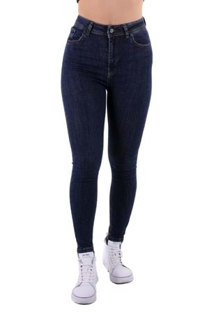 Yüksek Bel Bilek Boy Skinny Kot Pantolon 815-17-(26-31) Slaplı Lacivert