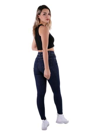 Yüksek Bel Bilek Boy Skinny Kot Pantolon 815-17-(26-31) Slaplı Lacivert