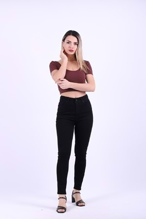 Yüksek Bel Bilek Boy Skinny Kot Pantolon 815-57-(28-33) Kot Siyah