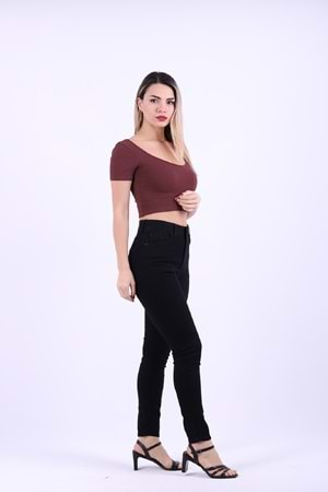 Yüksek Bel Bilek Boy Skinny Kot Pantolon 815-57-(28-33) Kot Siyah