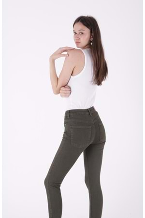 Yüksek Bel Skinny Bilek Boy Kot Pantolon 819-67-(28-33) Haki