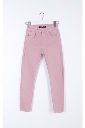 Yüksek Bel Skinny Bilek Boy Kot Pantolon 819-84-(26-31) Pudra Pembe