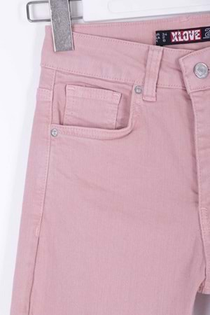 Yüksek Bel Skinny Bilek Boy Kot Pantolon 819-84-(26-31) Pudra Pembe