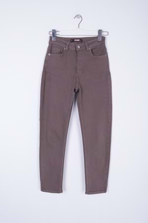 Yüksek Bel Comfort Slim Bilek Boy Kot Pantolon 896-72-(28-33) Gri