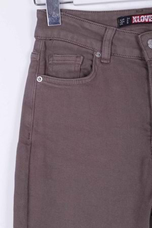 Yüksek Bel Comfort Slim Bilek Boy Kot Pantolon 896-72-(28-33) Gri