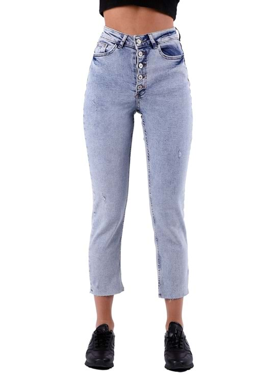 5 Düğmeli Mom Fit Kot Pantolon 745-08-(28-33)