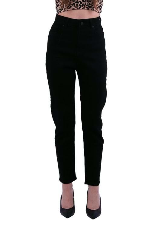 Yüksek Bel Comfort Slim Bilek Boy Kot Pantolon 896-07B(30-36) Siyah