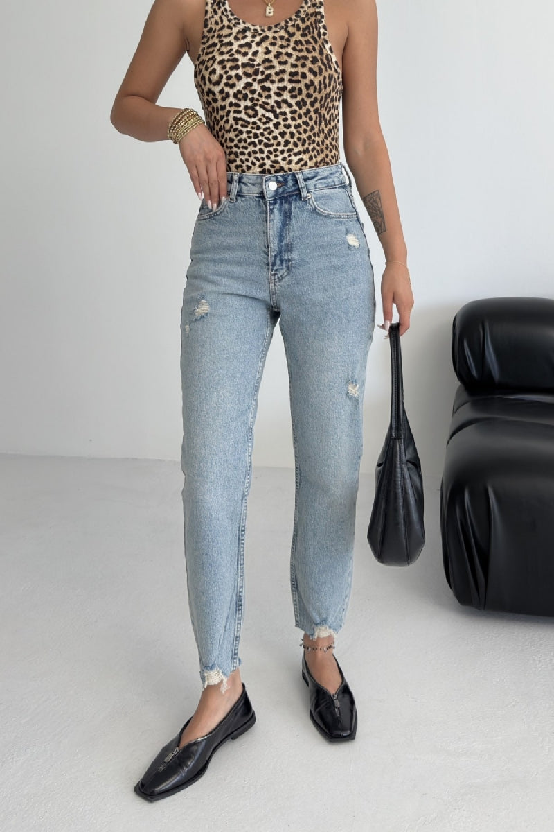 Paçası Mom Fit Kot Pantolon