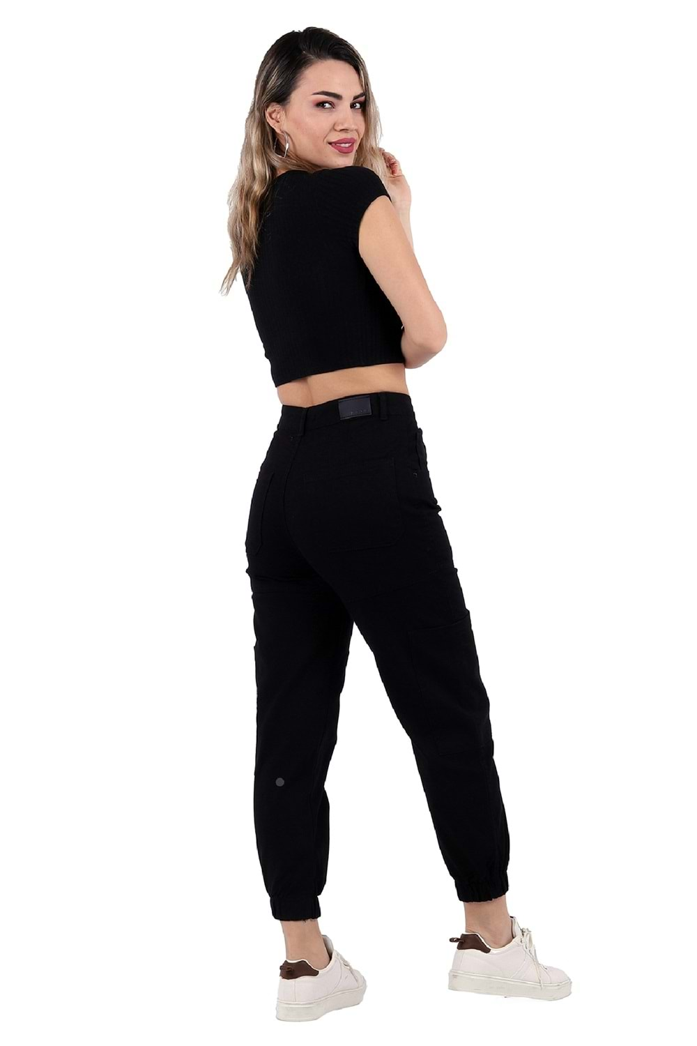 Parçalı Yanı Zincirli Kot Pantolon 1704-07-(S-XL-6) Siyah