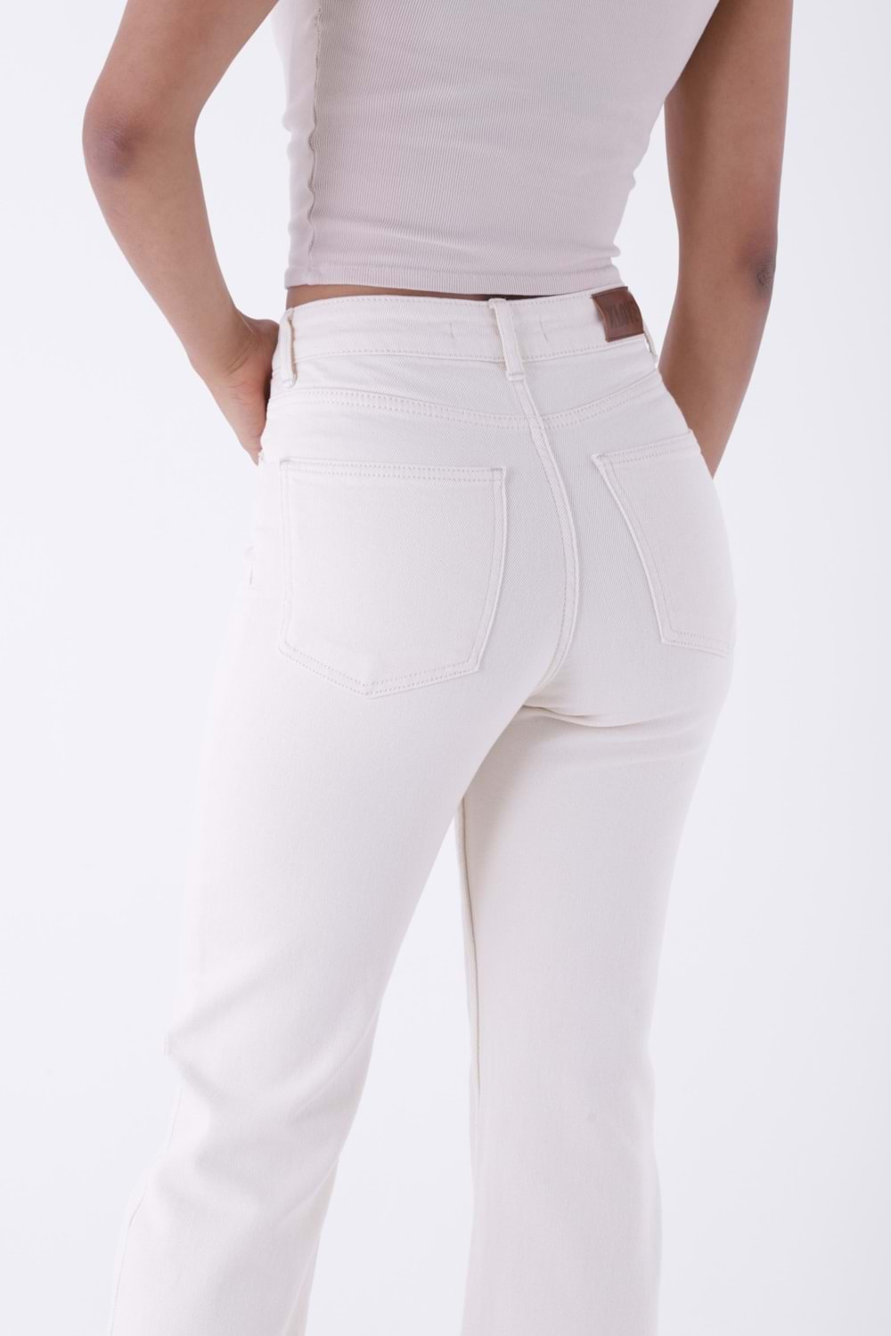 Dikişli Paça Bol Paça Relax Kot Pantolon 7026-80-(28-33) Naturel