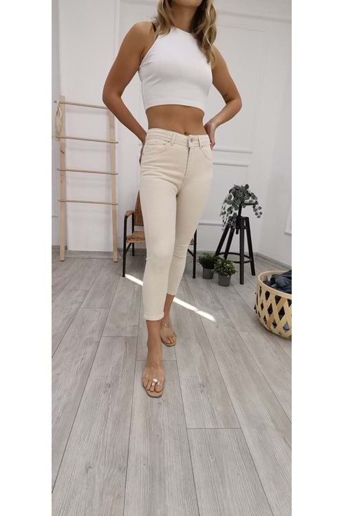 Yüksek Bel Kısa Boy Skinny Kot Pantolon 810-80-(26-31) Naturel