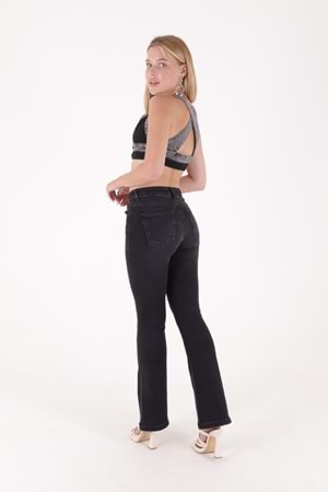 Yüksek Bel İspanyol Paça Skinny Kot Pantolon 867-03B(30-36) Antrasit Kot