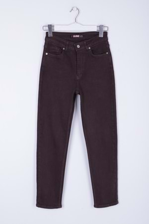 Yüksek Bel Comfort Slim Bilek Boy Kot Pantolon 896-78-(28-33) Kahverengi