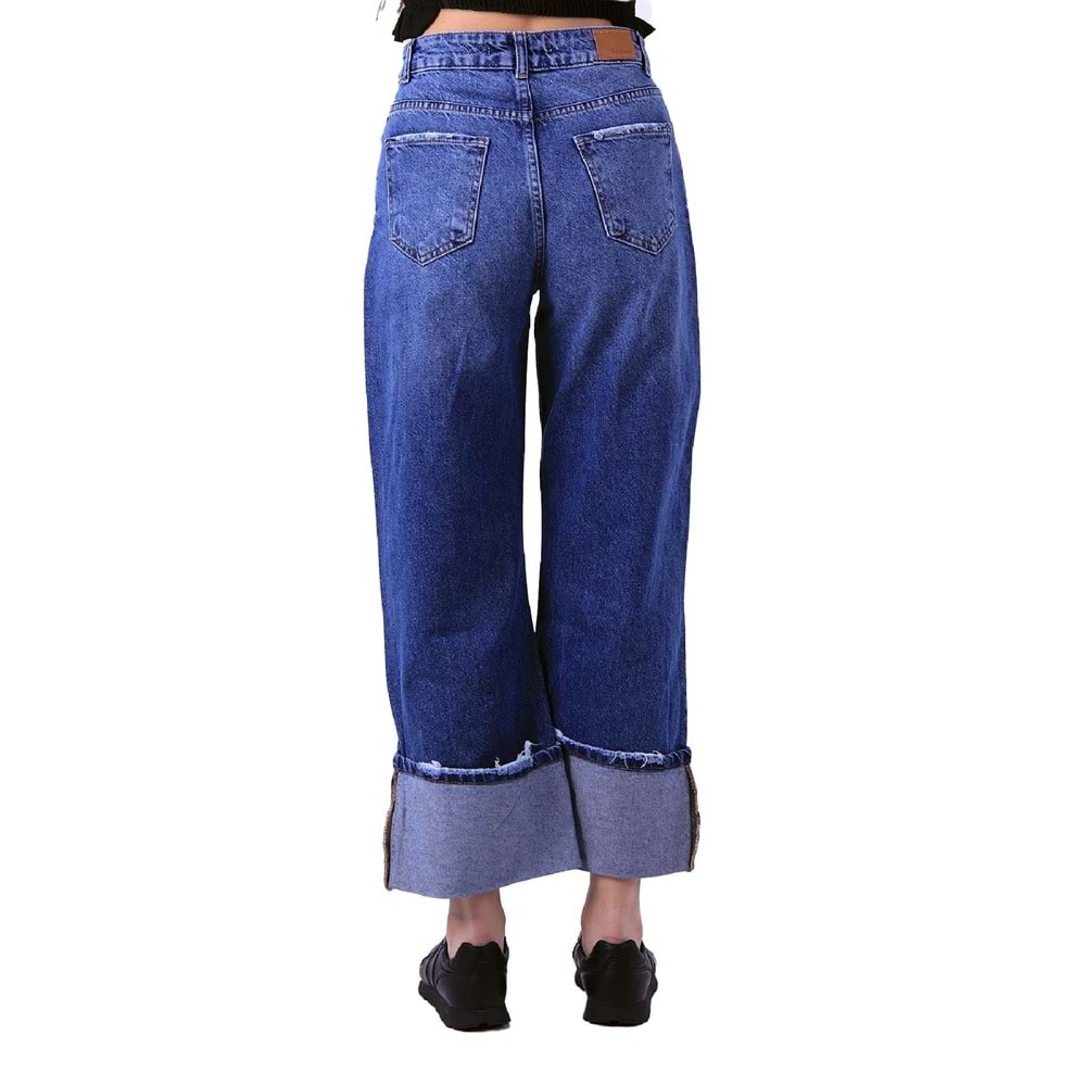Wide Leg Relaxed Jean with Extra Folded Ending 1700 - 01 (Dark Blue Denim)