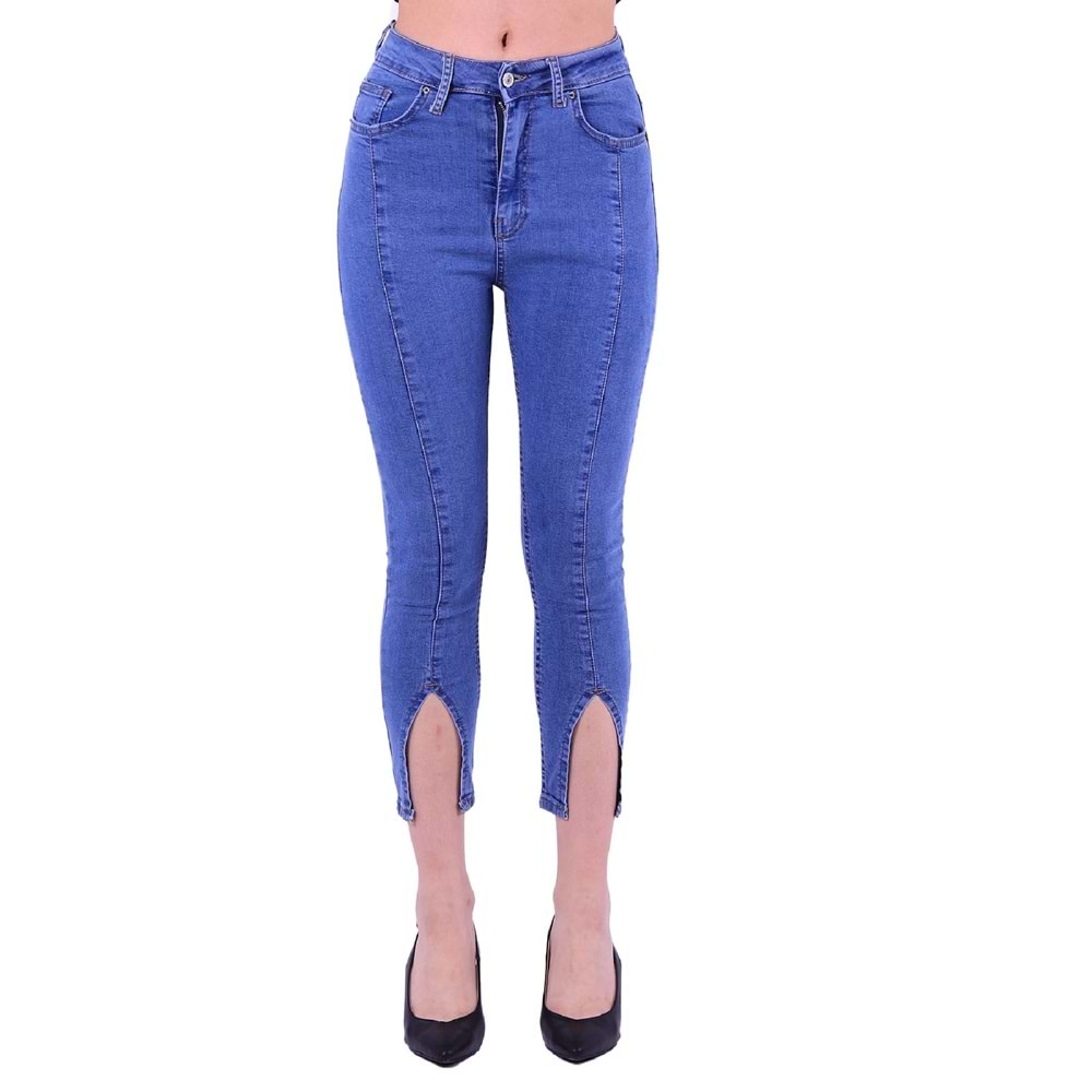 High Waisted Skinny Jean with Slit in Front 1739 - 15 (Light Blue Denim)