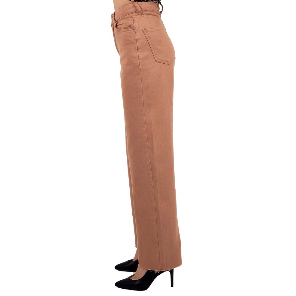 Wide Leg Relaxed Jean with Fringe Ending 1740 - 70 (Camel)