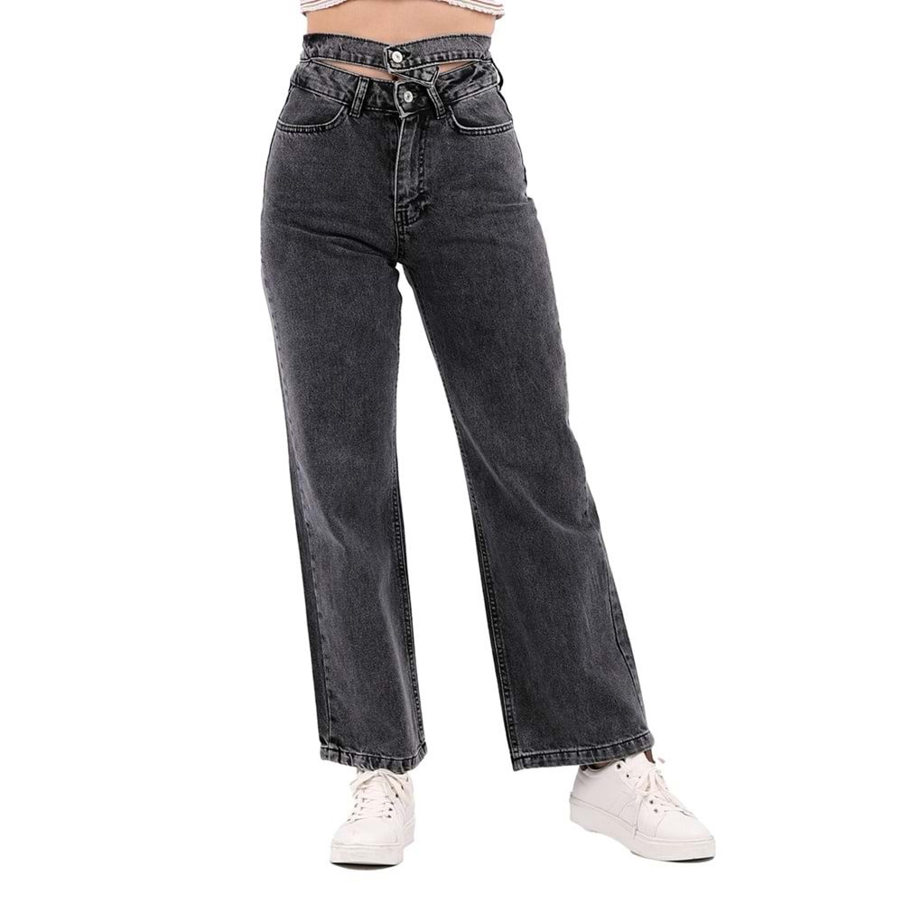 Palazzo Relaxed Jean with Double Denim Belts 940 - 33 (Snow Anthracite)