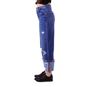 Wide Leg Relaxed Jean with Extra Folded Ending 1700 - 01 (Dark Blue Denim)