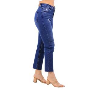 High Rise Mom Fit Jean with Five Buttons 745 - 01 (Dark Blue Denim)