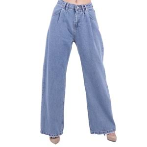 Palazzo Relaxed Jean with Pleated in Front 914 - 06 (Middle Blue Denim)